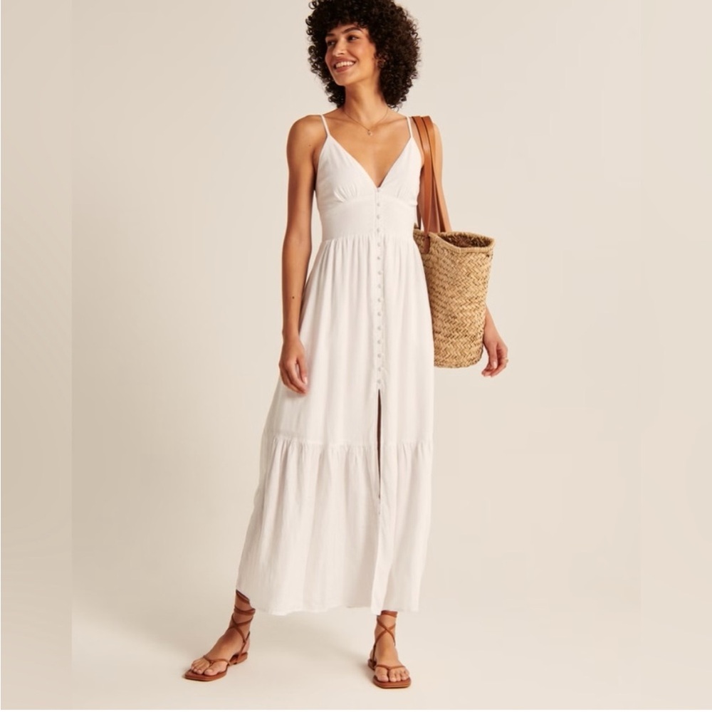Abercrombie Button-Through Dress in White